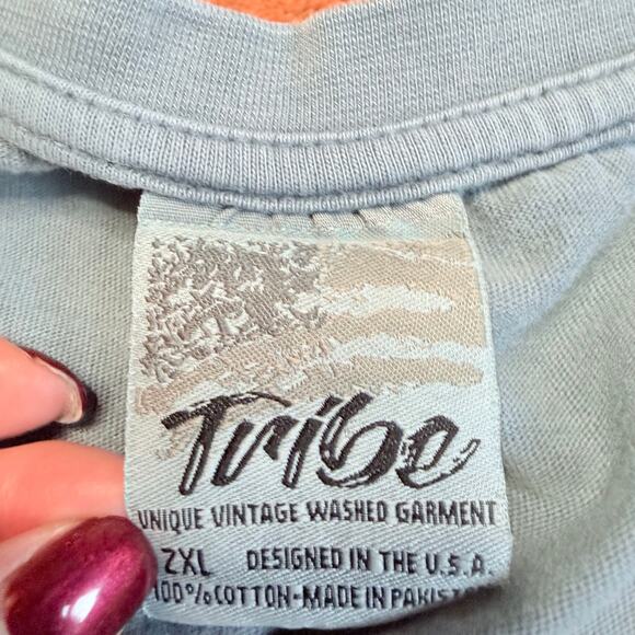 Vtg Tribe Steel Blue Salty Vibes Pompano Beach Muscle Tee Shirt Men's Size 2XL - Picture 4 of 5